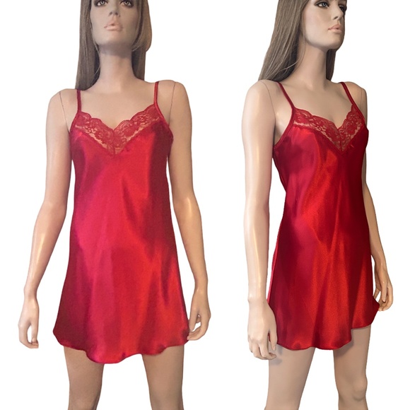 Secret Treasures Vintage Lingerie Set Robe Chemise Nightgown Slip Slippery Satin - Picture 2 of 16